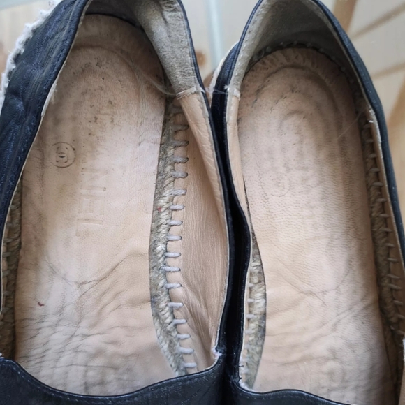 CHANEL CC Logos Espadrilles flats 36 black leather - Picture 13 of 15